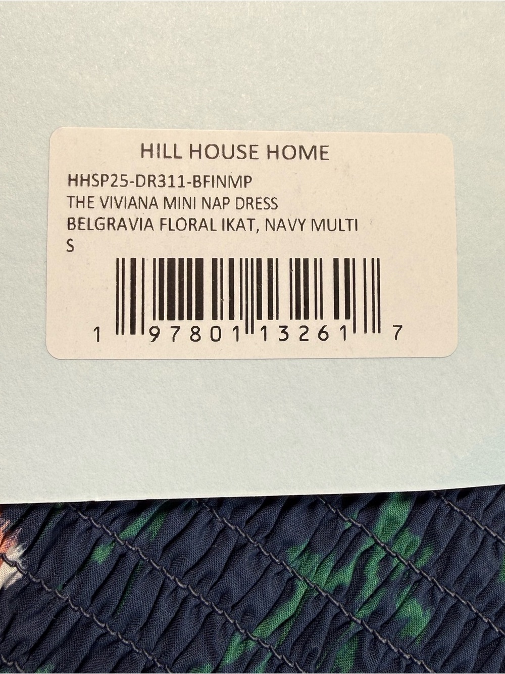 Hill House Home The Viviana Mini Nap Dress Navy Floral Ikat Smocked S NWT - Picture 12 of 13